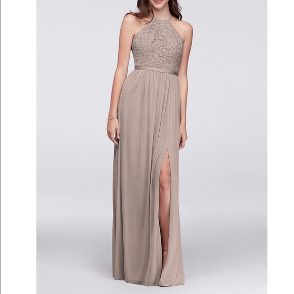 David's Bridal Dresses & Skirts - Open-Back Lace and Mesh Bridesmaid Dress- 12